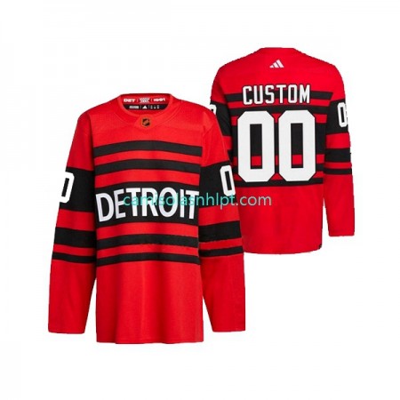 Camiseta Detroit Red Wings Personalizado Adidas 2022-2023 Reverse Retro Vermelho Authentic - Homem